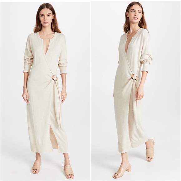 Jonathan Simkhai Evalynn wrap dress size small wool cashmere blend
